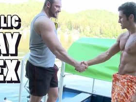 Gaywire - muscular studs tomm & rudy black bumping uglies out in restore b persuade hot gay threesome porn