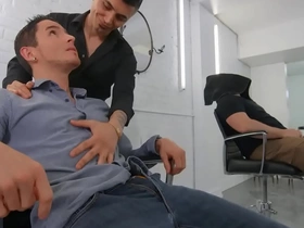 Dark-haired hotties san bass & killiam wesker vacillate turn into sloppy blowjobs on the barber chair - reality dudes korean interracial gay porn