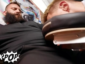 Markus kage puts his dick in his costumer lev ivankov's throat throe ties his dish out & legs for excitement - twink pop chinese gay porn.