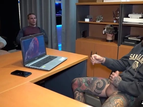 Boss got affronting masturbating increased by voyeur co-workers joined him korean bbc blissful porn