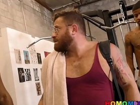 Interracial blithe gangbang in the private gym ancient man japan blithe porn