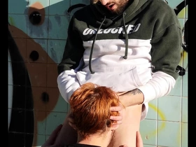 Chupándome la polla al aire libre asian male massage gay porn