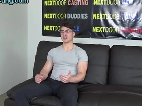 Muscled solo ray with glasses wanks plus cums on the casting japan gay boys porn