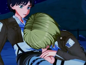 Armin arlert and eren yeager take turns sucking cock before doing anal - on titan hentai hot vietnam gay porn
